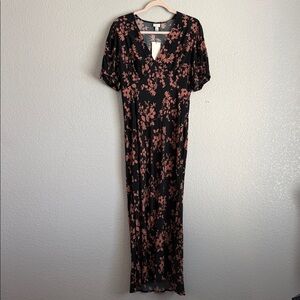 a new day Black Maxi Dress with Dusty Rose Floral Print